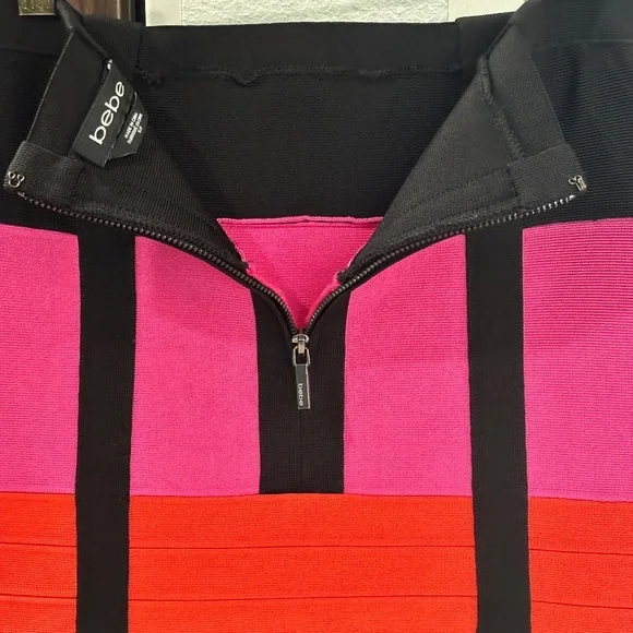 bebe Bandage Pencil Skirt - Black/Pink/Red Size S - Picture 6 of 8